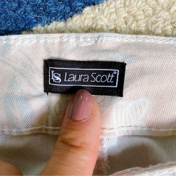 π LAURA SCOTT BLUSH WHITE GREY FLORAL COTTON BLEND SKINNY JEANS! - Picture 8 of 11